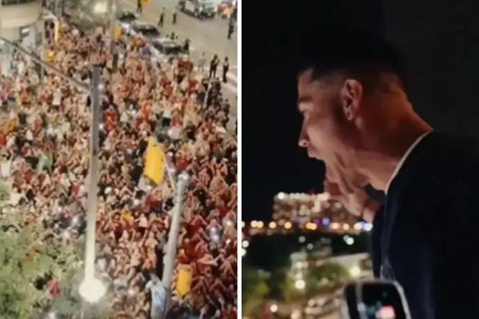 Cristiano Ronaldo leva torcida ao delírio ao celebrar vitória contra Croácia na varanda do hotel