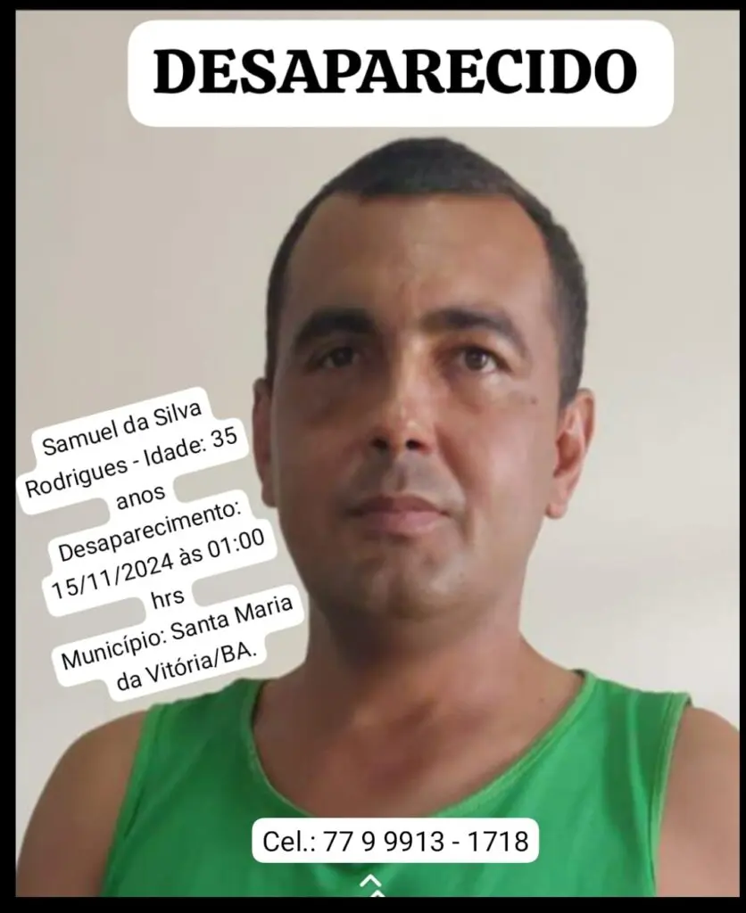 Palmas de Monte Alto : Família busca informações sobre homem desaparecido há mais de 9 dias em Santa Maria da Vitoria /BA.